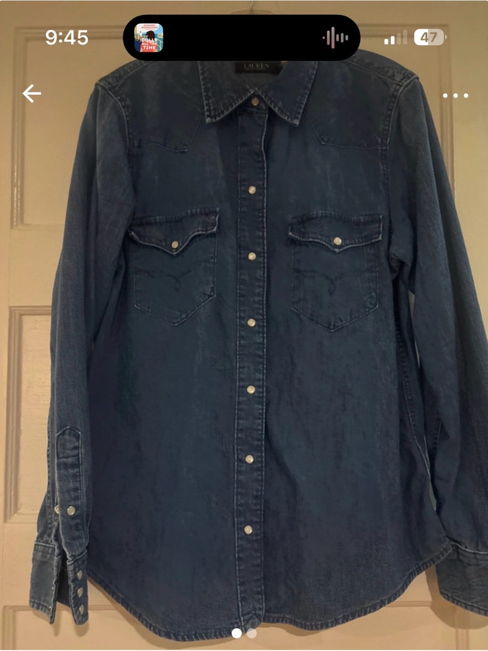 Ralph Lauren Dark Blue Denim Western Shirt with Pearl Buttons